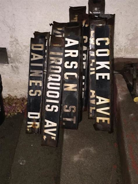 circa 1928 metal porcelain enamel box signs streets los angeles|1900s porcelain street signs.